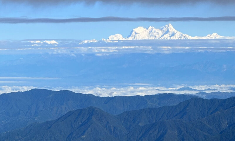 Blick aus dem Flugzeug zum Himalaya Hauptkamm