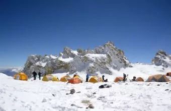 Aconcagua Camp im Schnee